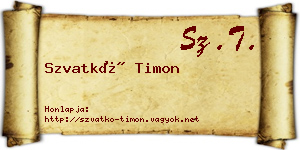 Szvatkó Timon névjegykártya
